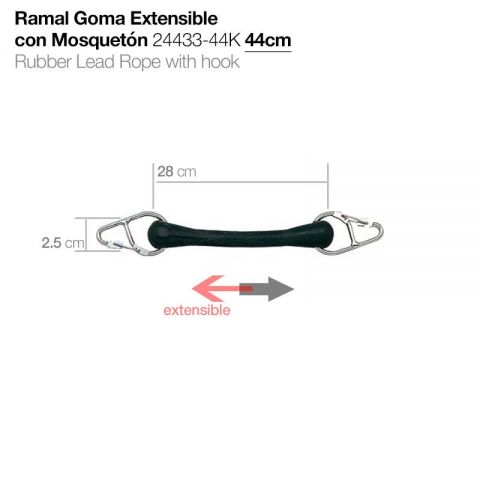 RAMAL GOMA EXTENSIBLE CON MOSQUETÓN  44 cm