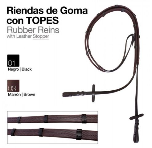 RIENDAS GOMA CUERO CON TOPES