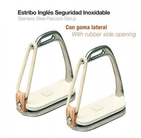 ESTRIBO INGLÉS SEGURIDAD INOX CON GOMA 221018 10cm