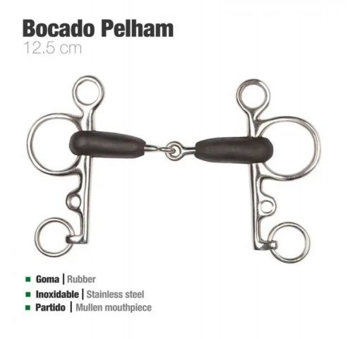 BOCADO PELHAM PARTIDO GOMA ECONOMICO INOX ZALDI